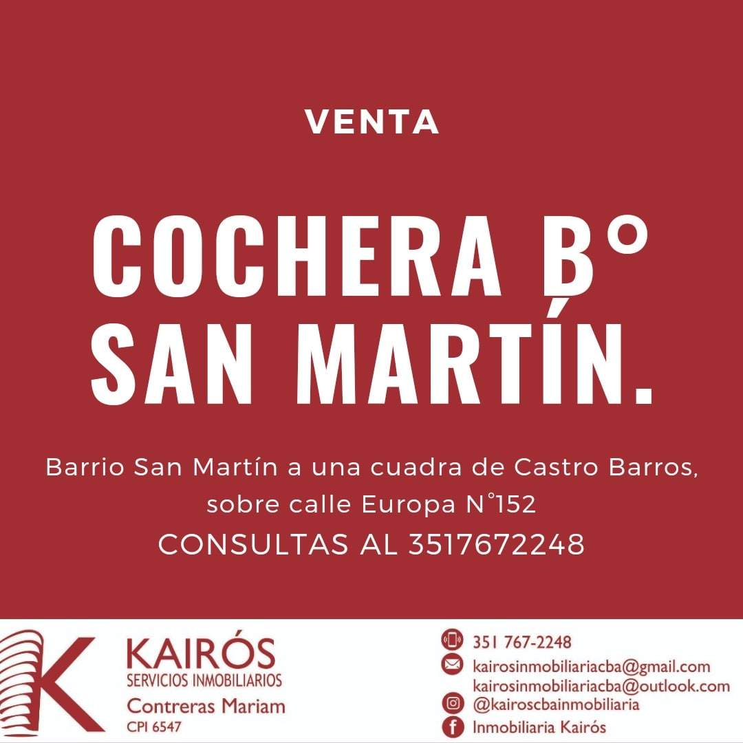 COCHERA EN VENTA A DOS CUADRAS DE AV. CASTRO BARROS