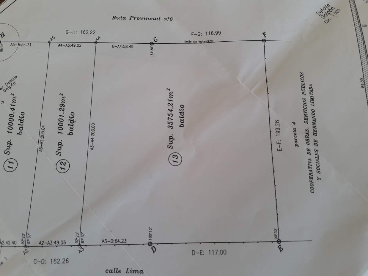 Terreno de 3.58 has sobre RP 6, Hernando, Córdoba