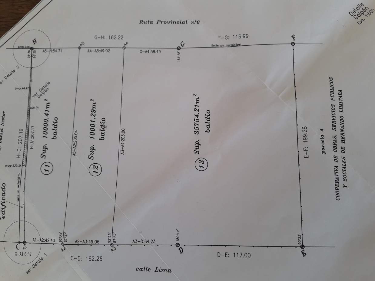 Terreno de 3.58 has sobre RP 6, Hernando, Córdoba