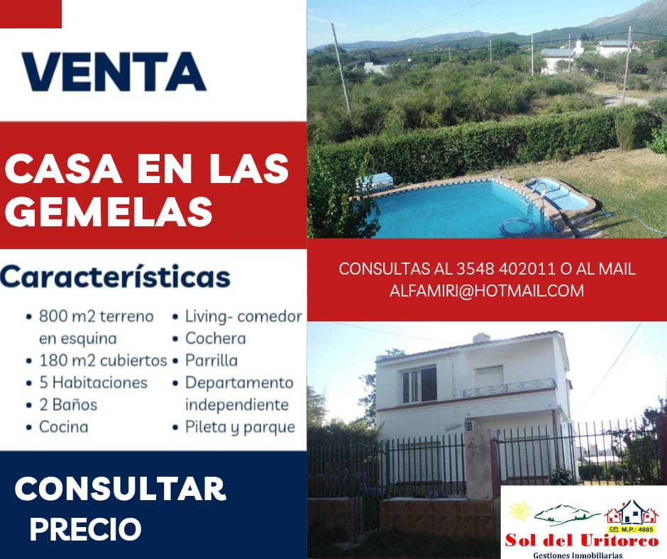 VENTA CASA 2 PLANTAS- B° LAS GEMELAS- CAPILLA DEL MONTE