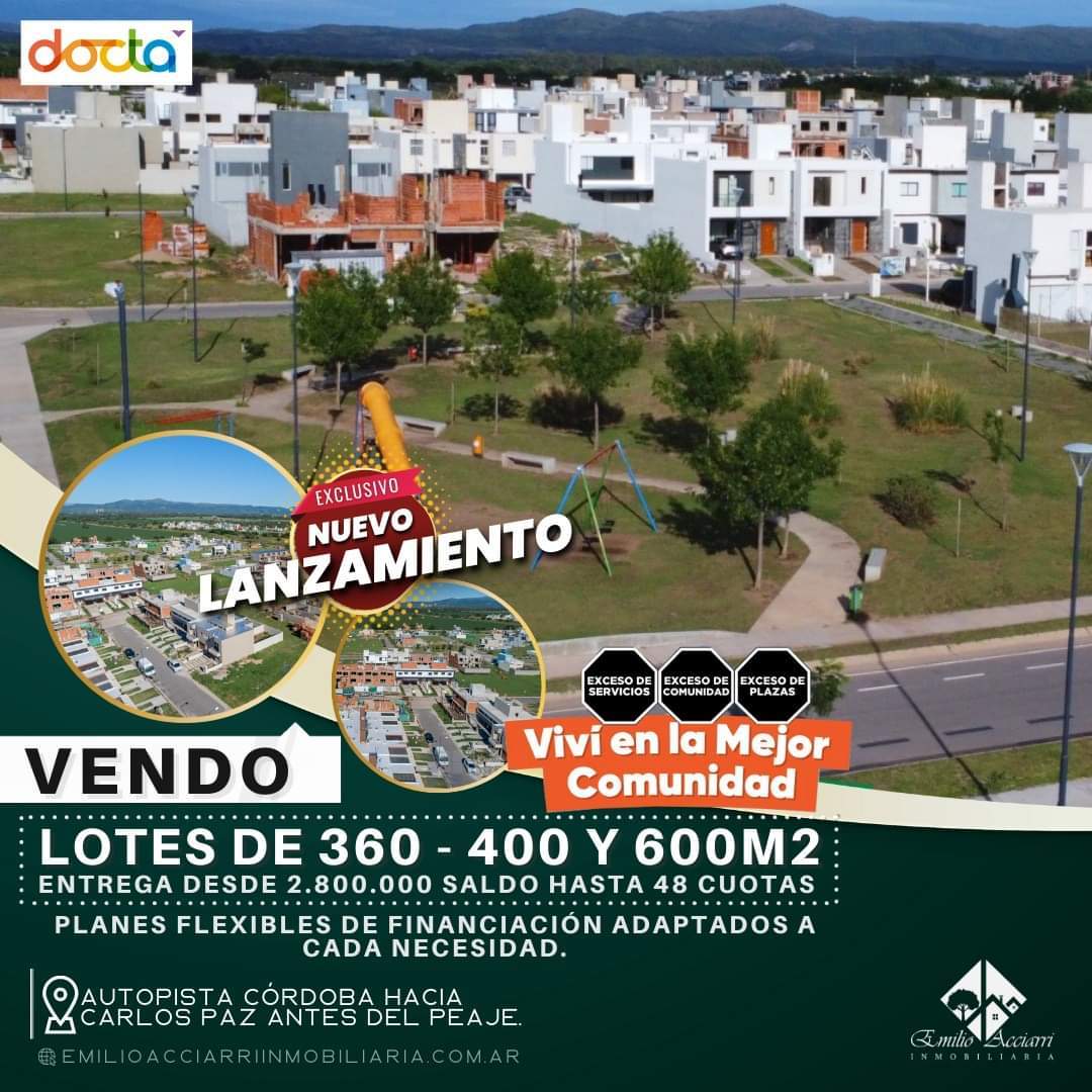 Oportunidad De inversión! Vendo Lotes en Docta