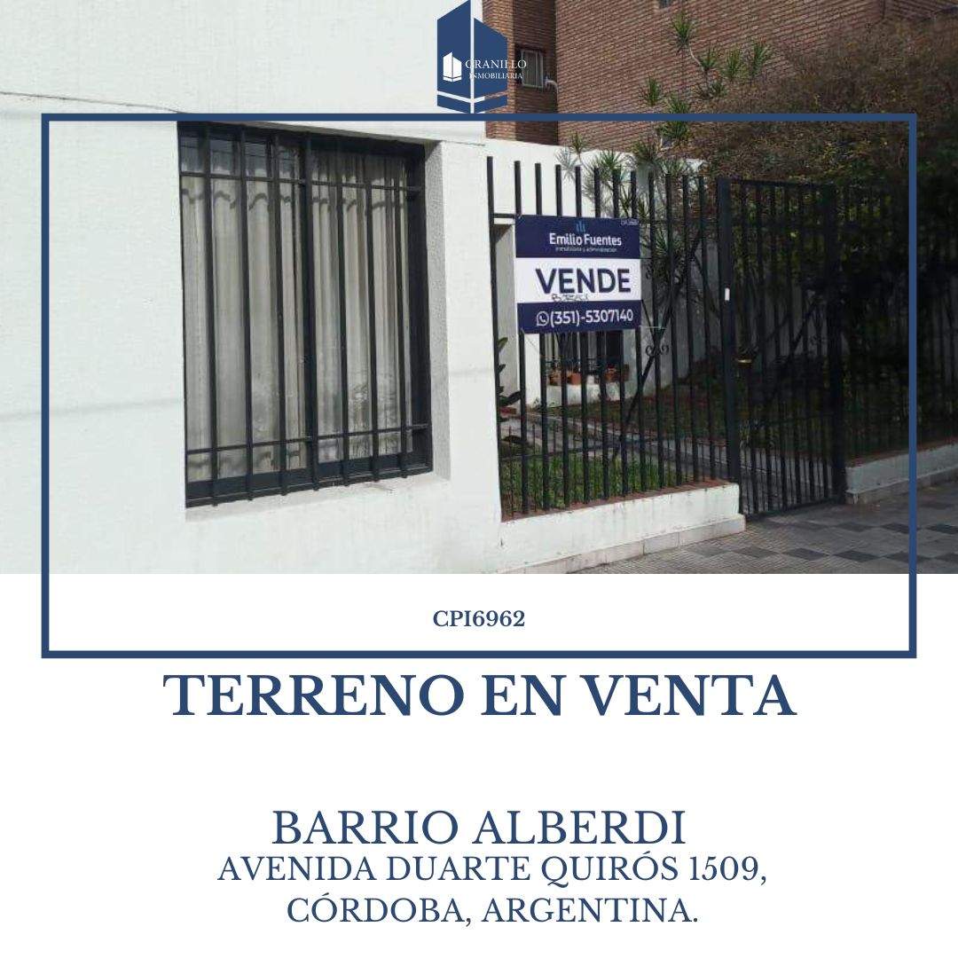TERRENO EN VENTA, BARRIO ALBERDI CÓRDOBA CAPITAL.