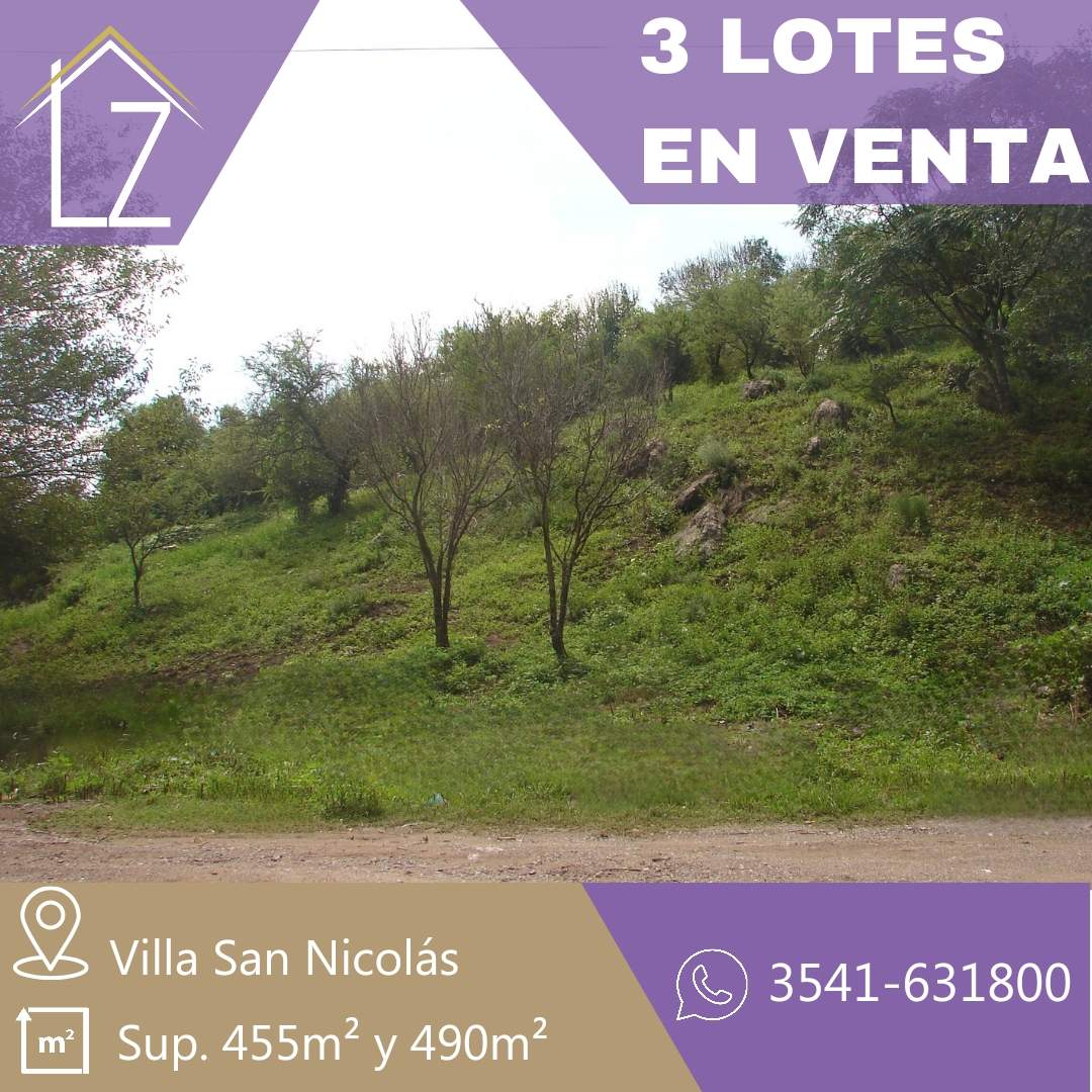 EN VENTA  3 LOTES - VILLA SAN NICOLAS