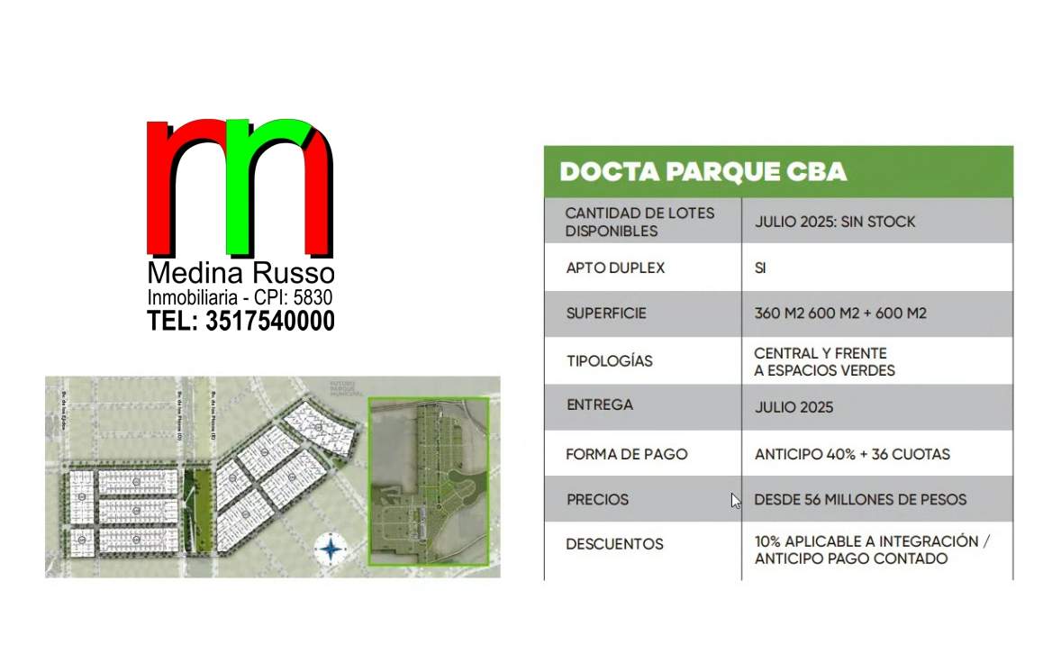 DOCTA - TERRENOS EN VENTA