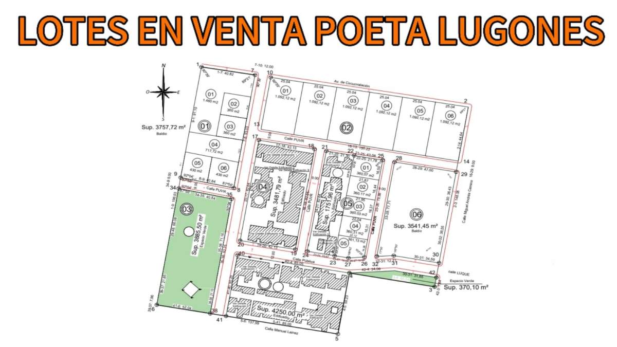 NVO. POETA LUGONES, TERRENOS DE 360 MTS2