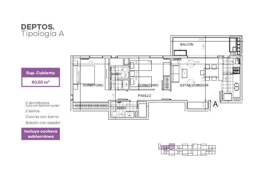 En Venta Dpto 2 dorm Docta