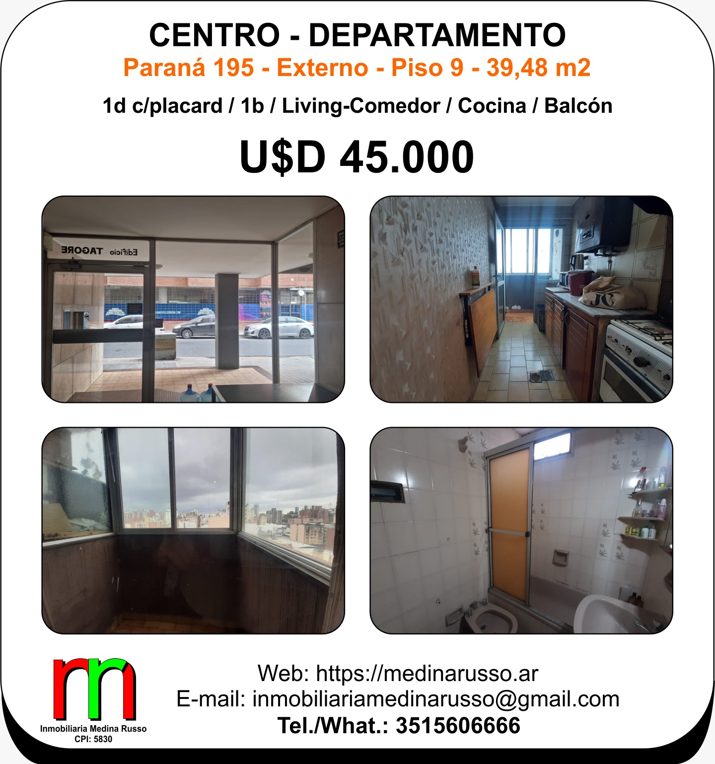 Departamento ubicado en PARANA 195 CTRO - CORDOBA – CAPITAL. ARS 45,000.00