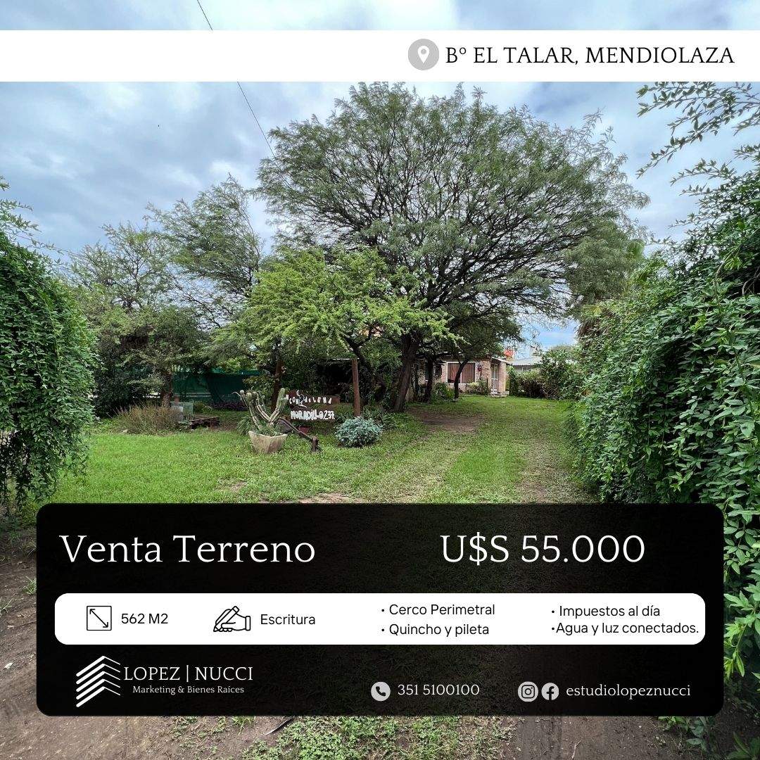 VENTA DE LOTE CON QUINCHO Y PILETA EN EL TALAR DE MENDIOLAZA