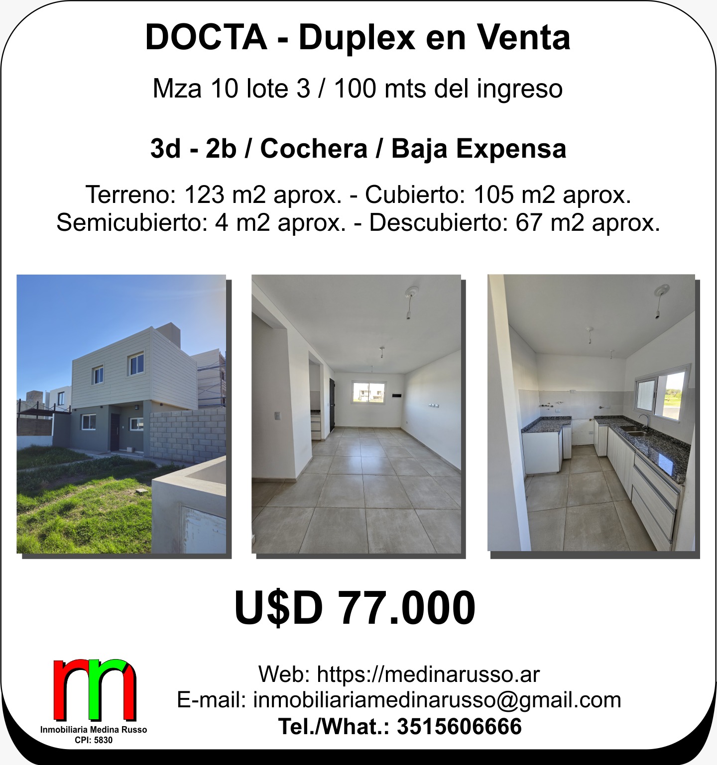 DOCTA - OPORTUNIDAD - DUPLEX 3d 2b - BAJAS EXPENSAS