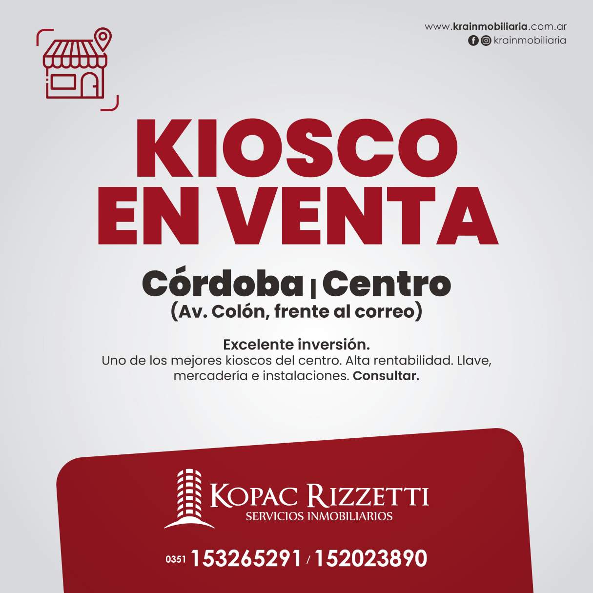 CENTRO (AV COLON, FRENTE AL CORREO) - VENTA KIOSCO