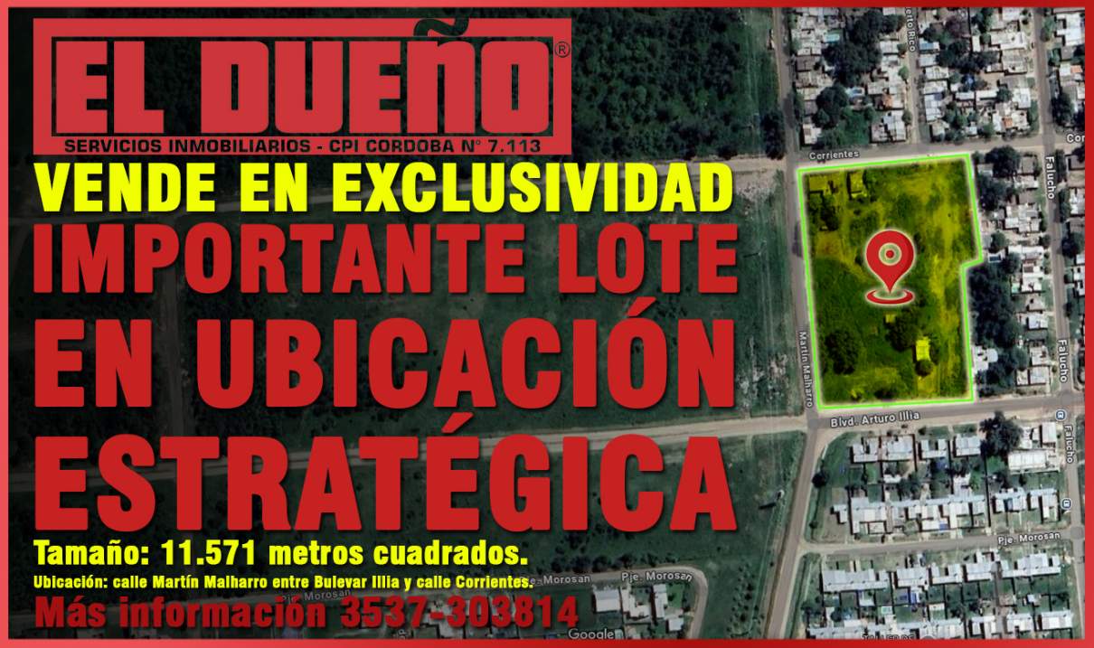 IMPORTANTE LOTE DE TERRENO EN UBICACIÓN ESTRATÉGICA EN EL OESTE DE LA CIUDAD DE BELL VILLE.