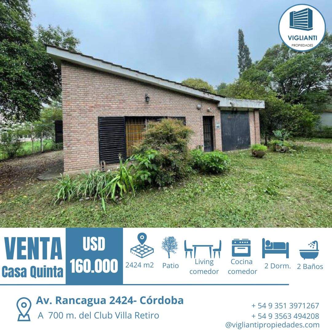 CASA QUINTA EN VENTA- a 700 METROS DEL CLUB VILLA RETIRO S LA RUTA- Escritura
