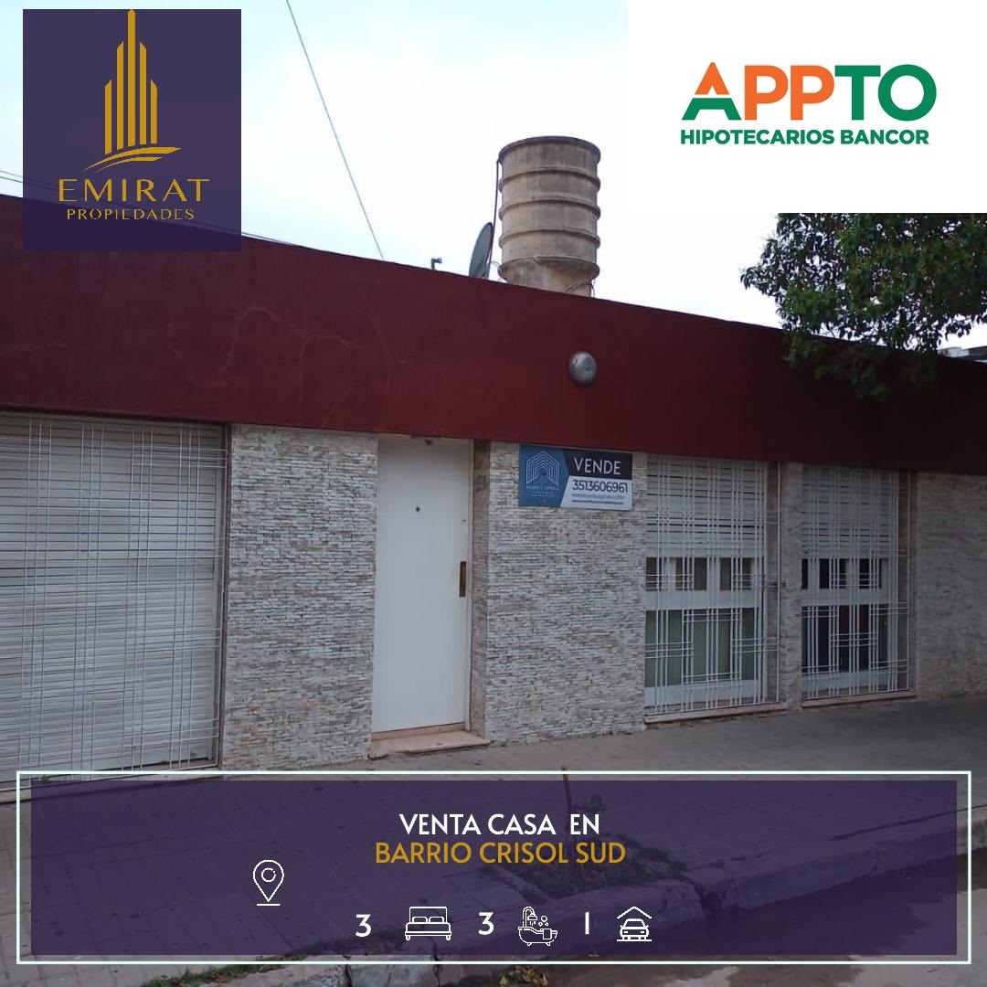 Casa en venta, 3 dormitorios, 3 baños en Barrio Crisol Sud (Apta Credito Bancor)