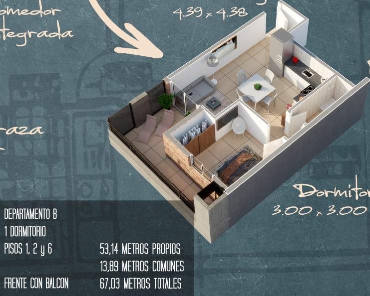 Jerónimo Luis de Cabrera 931 1dormitorio balcón con asador