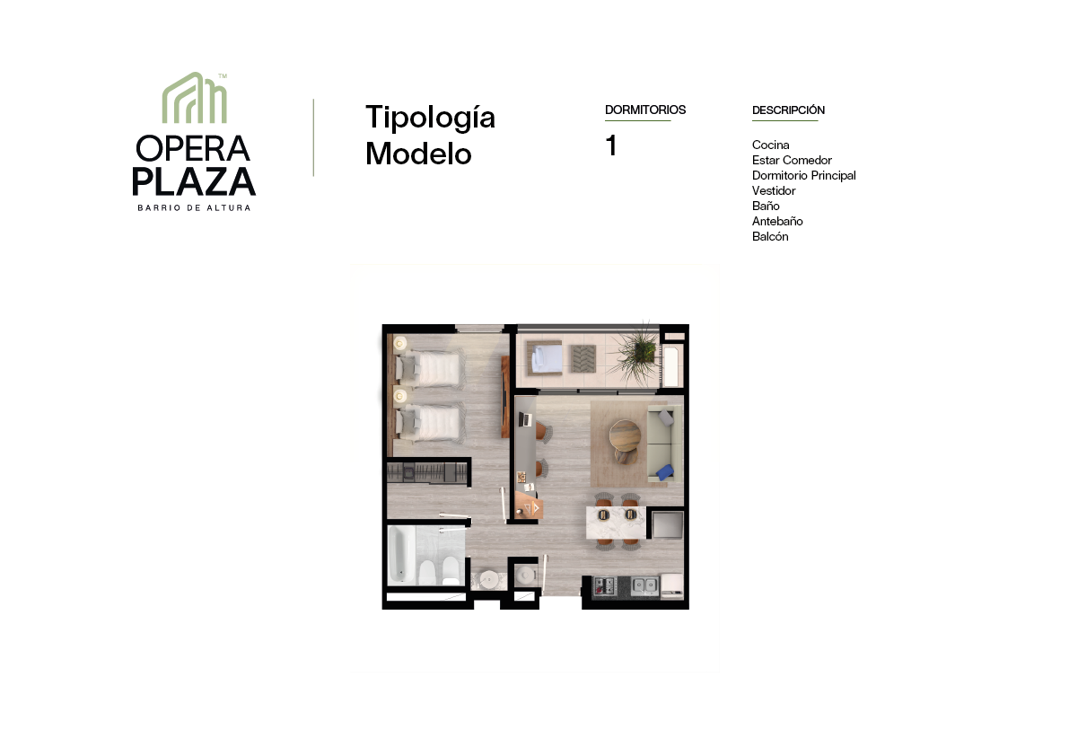 VENDO DEPARTAMENTO EN OPERA PLAZA (AMPLIA FINANCIACION)