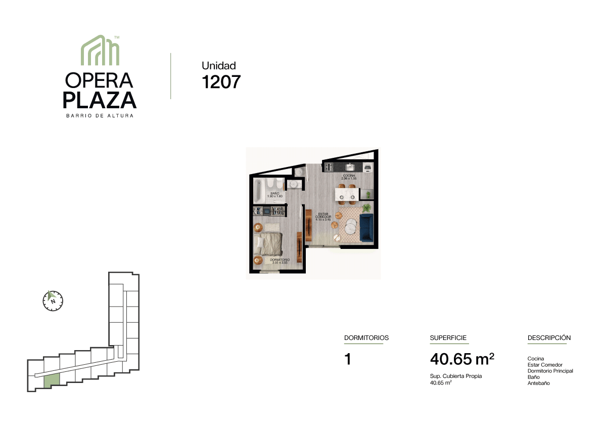 VENDO DEPARTAMENTO DE UN DORMITORIO EN OPERA PLAZA