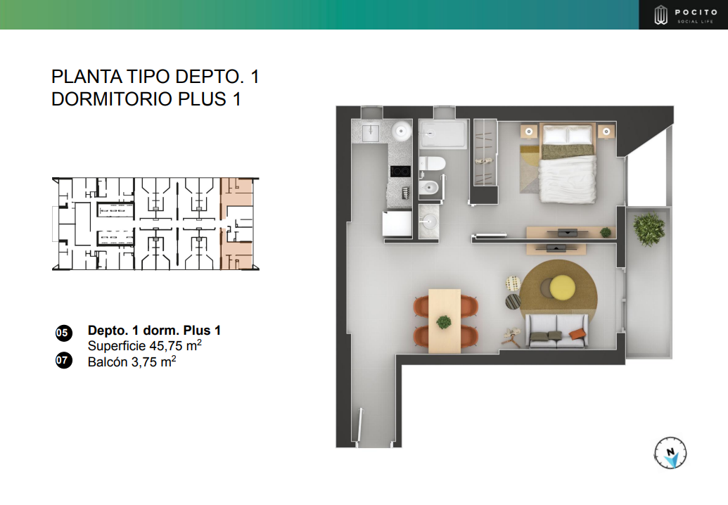 DEPARTAMENTO EN VENTA EN POCITO SOCIAL LIFE (AMPLIA FINANCIACION)