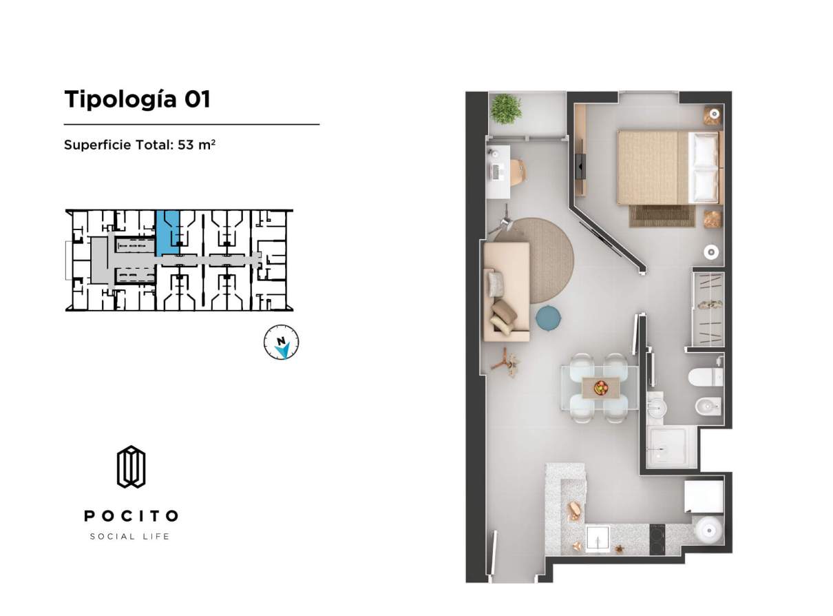 VENDO DEPARTAMENTO DE UN DORMITORIO EN POCITO SOCIAL LIFE