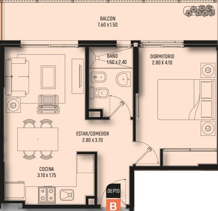 Ituzaingó 400 esquina Bv Illia Un dormitorio Frente gran balcón
