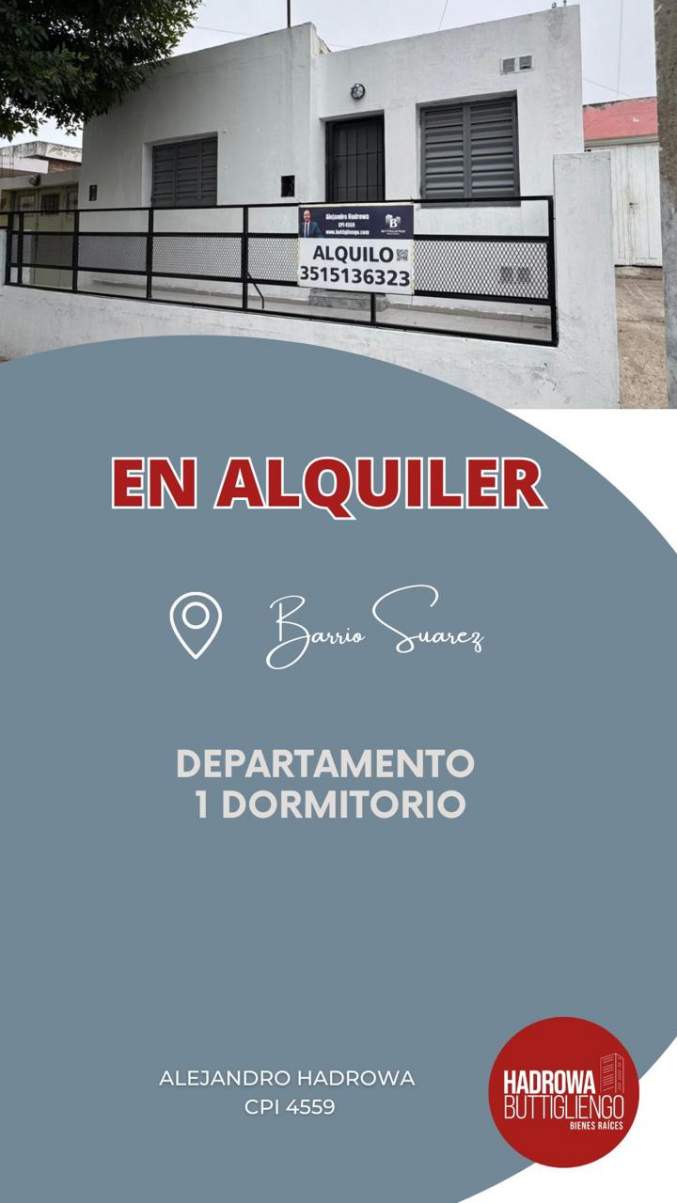 Departamento en alquiler 1 dormitorio en Barrio Suarez