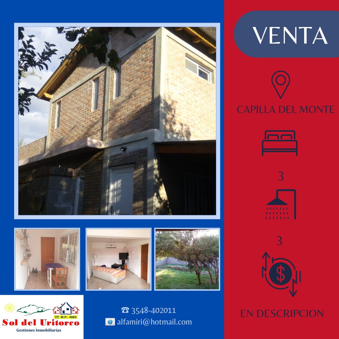 VENTA CASA CAPILLA DEL MONTE- CALLE LOS MOLLES BARRIO LAS GEMELAS