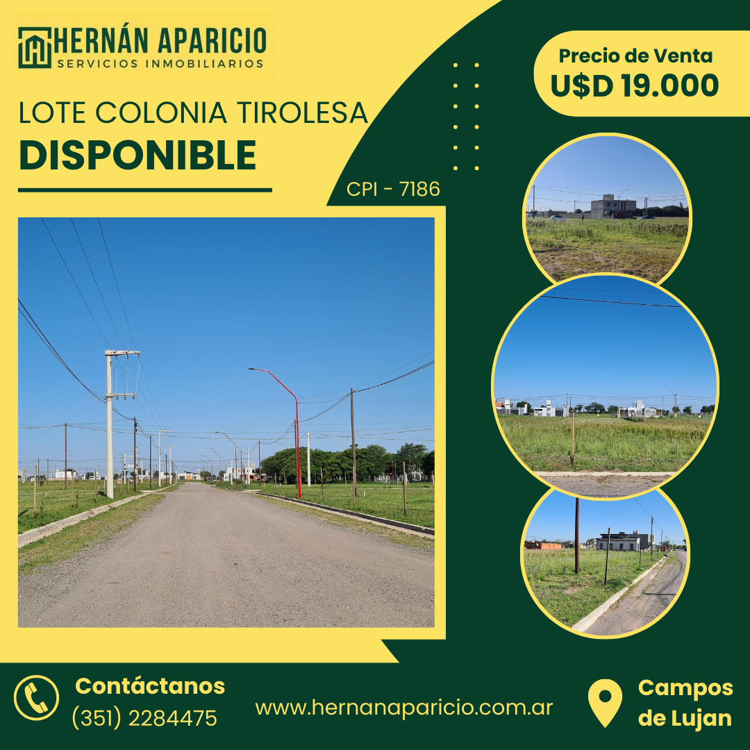 VENTA LOTE EN COLONIA TIROLESA