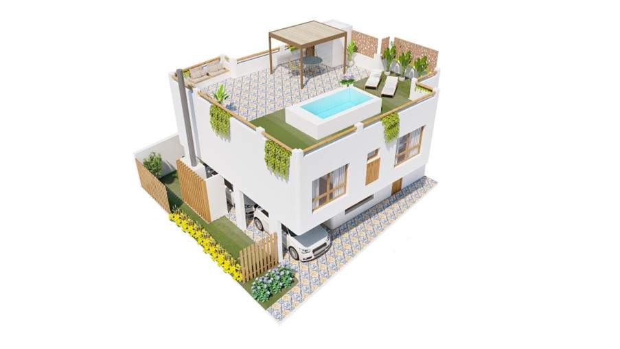 Complejo TERRAZZE IV y V casas individuales desarrolladas en 3 plantas en pozo.