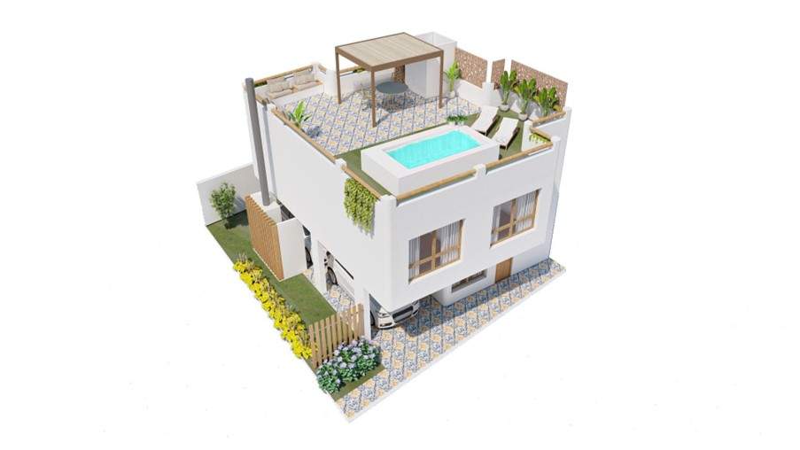 Complejo TERRAZZE IV y V casas individuales desarrolladas en 3 plantas en pozo.