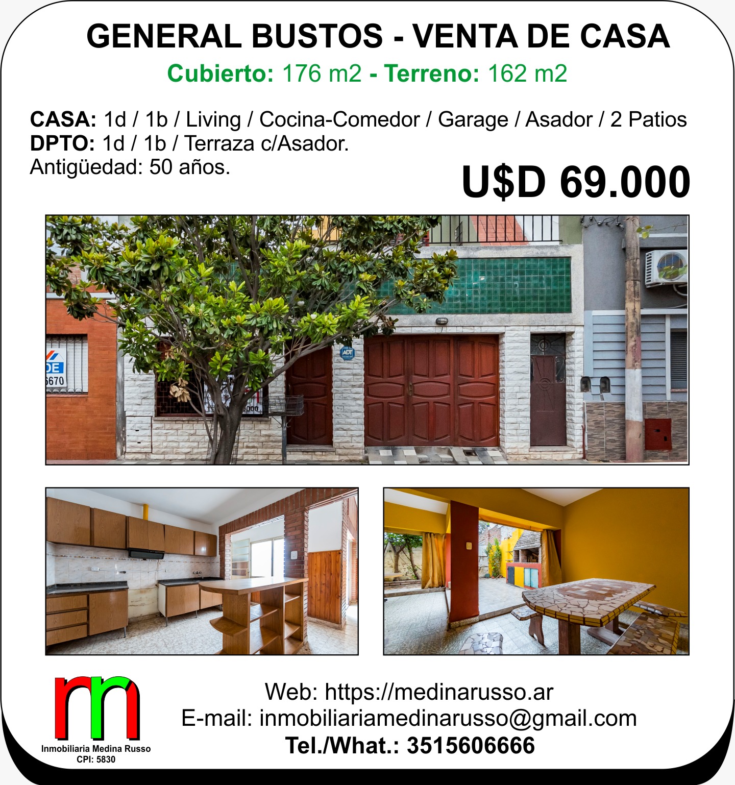 GENERAL BUSTOS - CASA  DEPTO