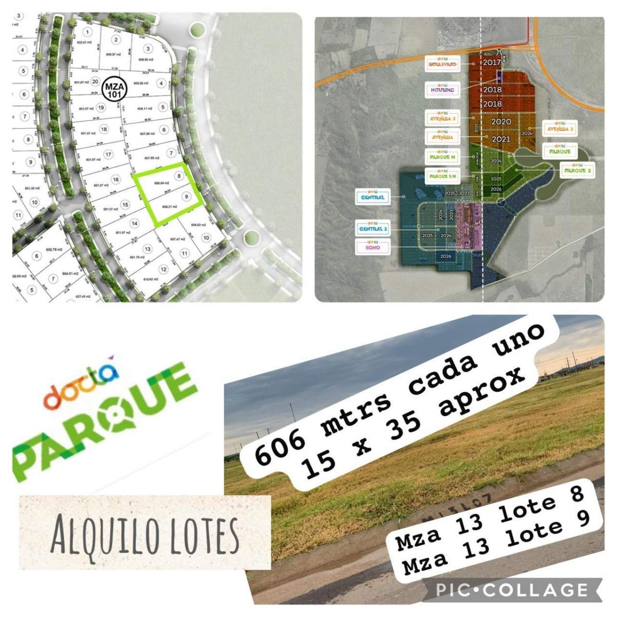 ¡En Alquiler! Dos Lotes en Docta Parque  600 m cada uno