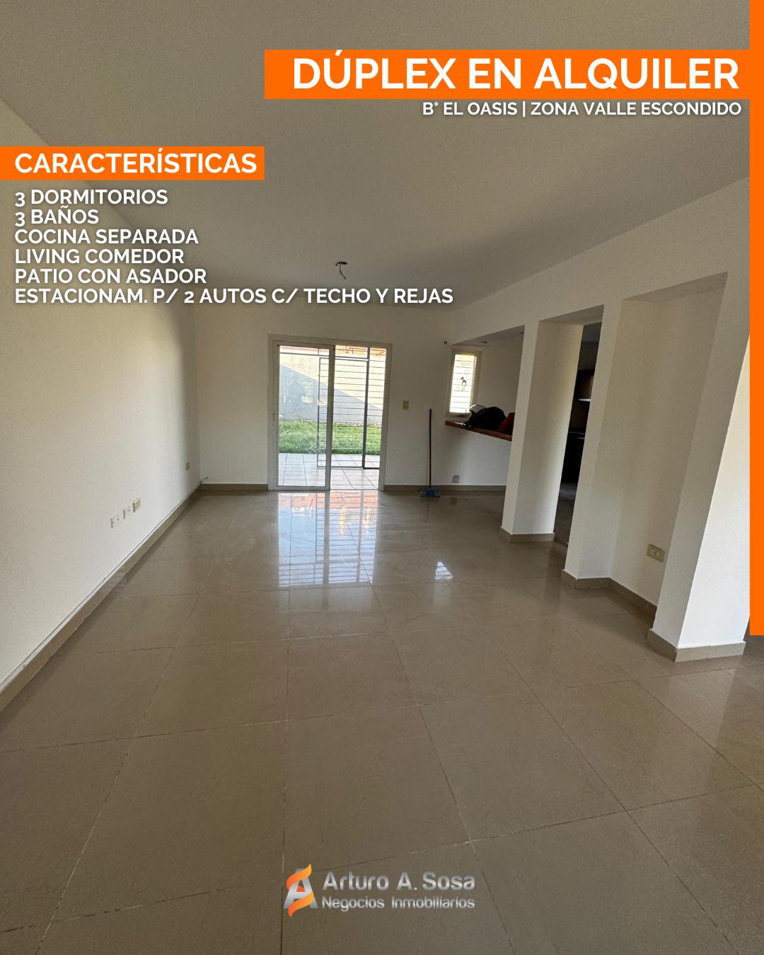 DUPLEX 3 DORM EN ALQUILER EN EL OASIS