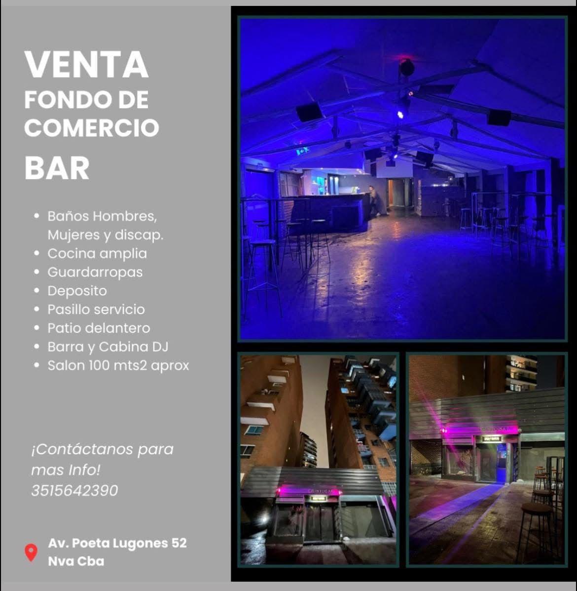 Venta Fondo de Comercio - Bar equipado - excelente ubicación - B Nueva Córdoba