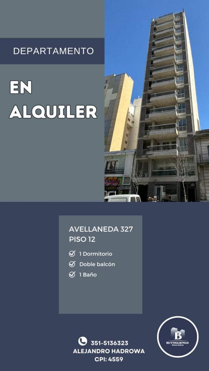 Departamento en Alquiler de 1 dormitorio con amplia terraza