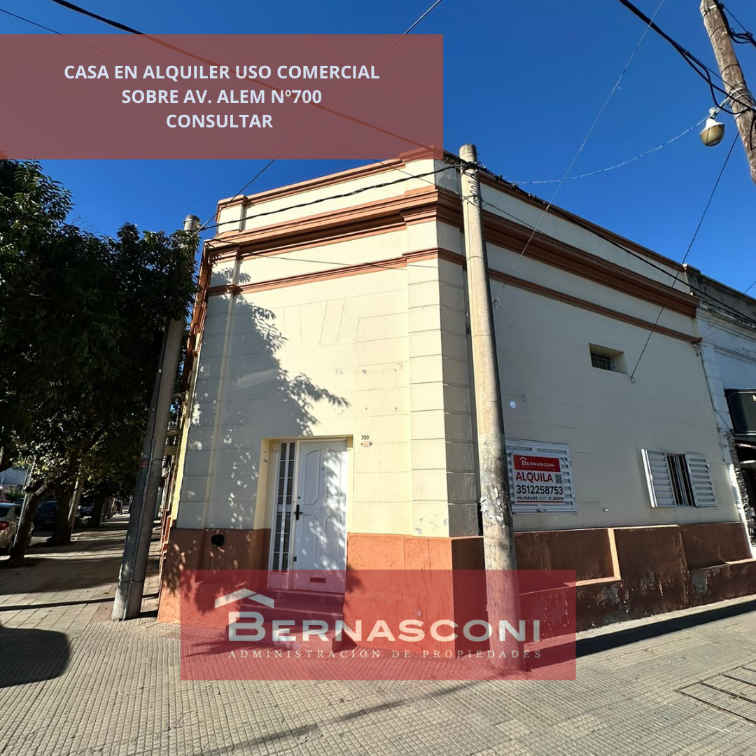 Propiedad Comercial en Esquina  Av. Alem al 700