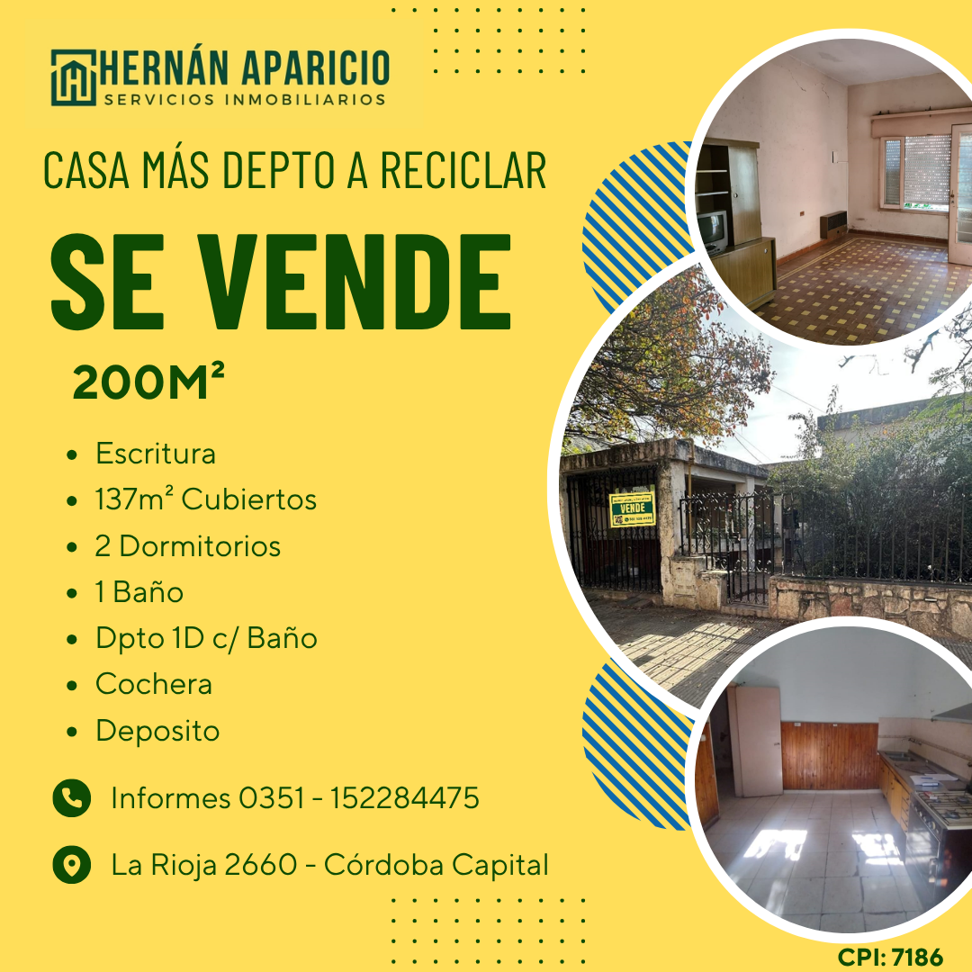 VENTA CASA MAS DEPARTAMENTO A RECICLAR
