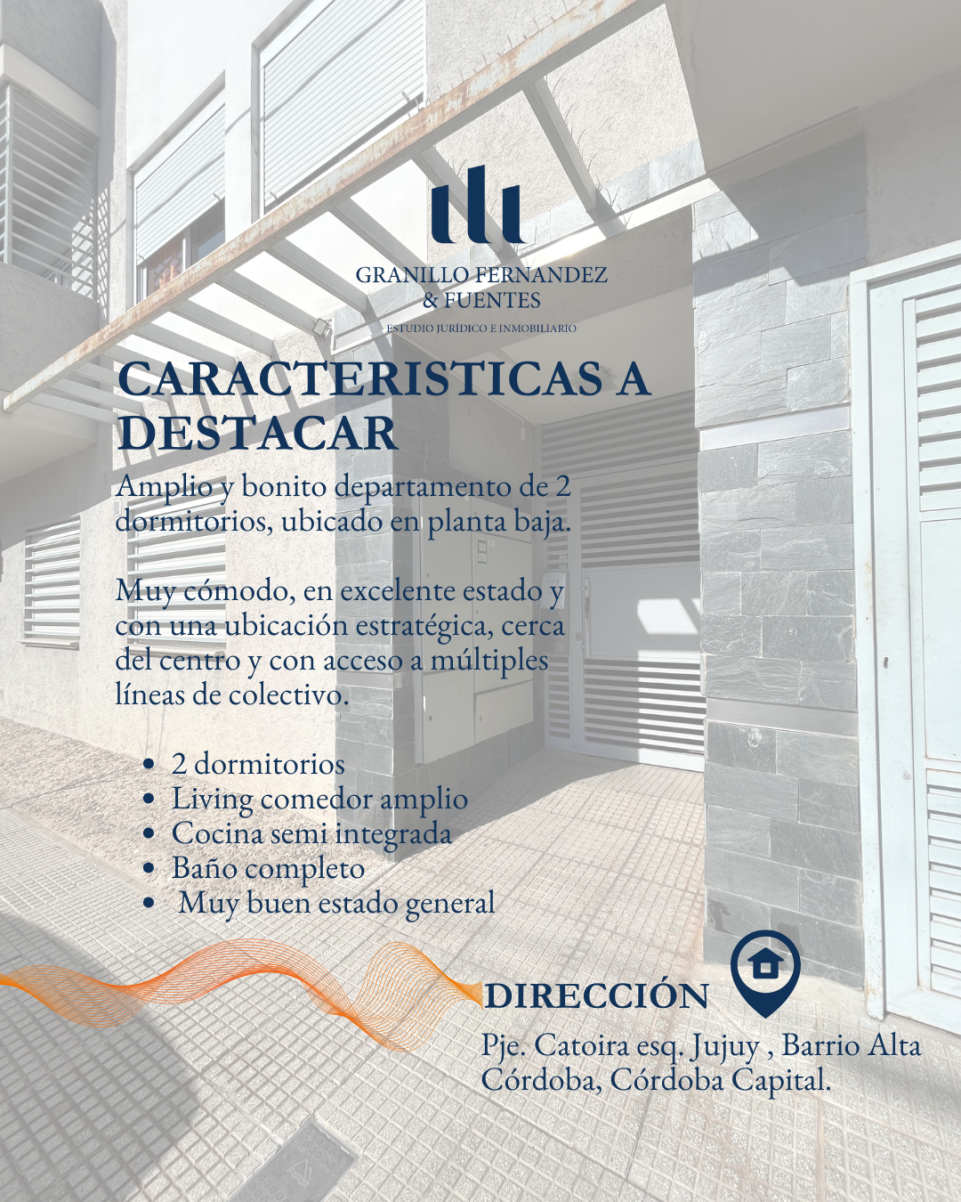DEPARTAMENTO DE DOS DORMITORIOS EN VENTA  BARRIO ALTA CÓRDOBA