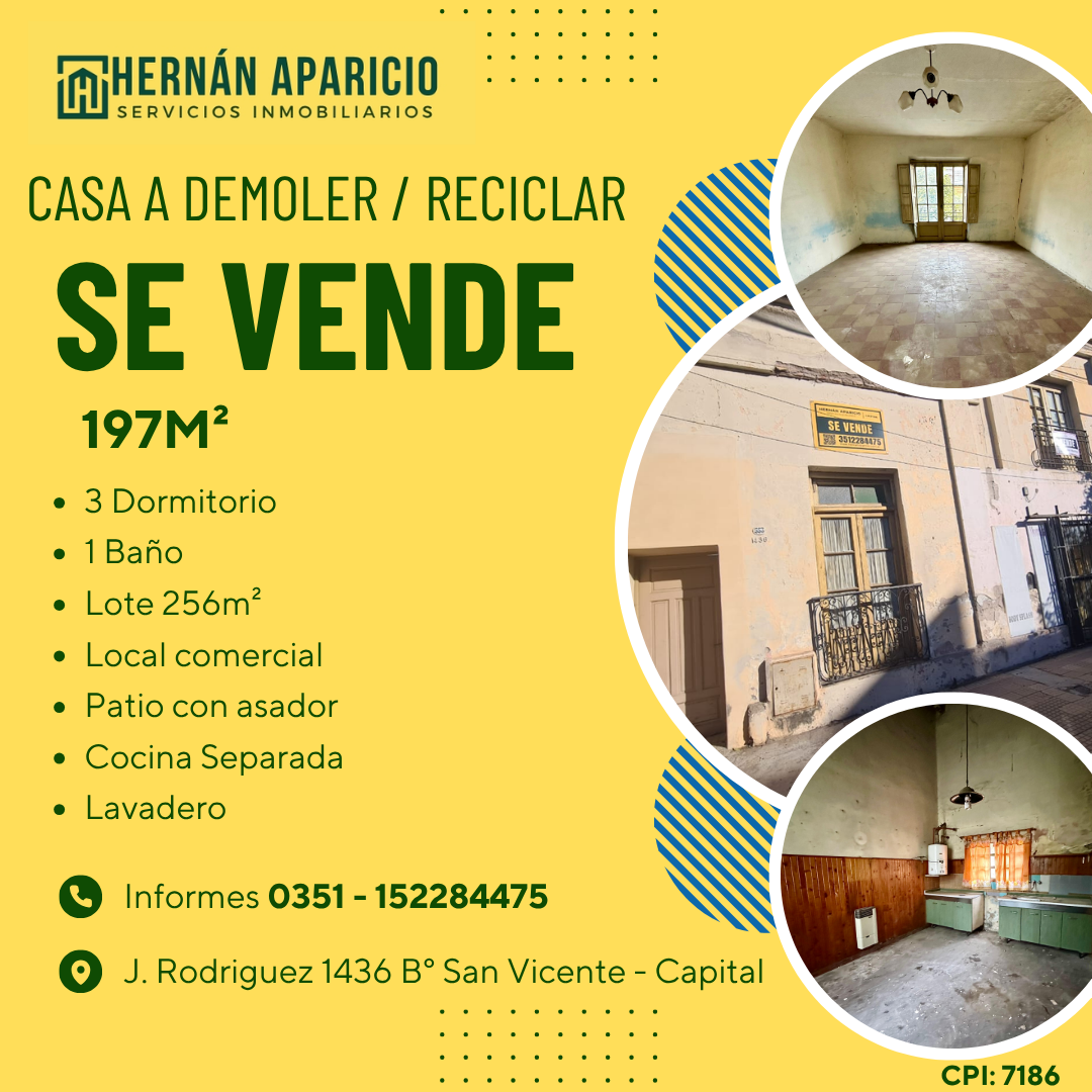 Casa a refaccionar o demoler en Barrio San Vicente