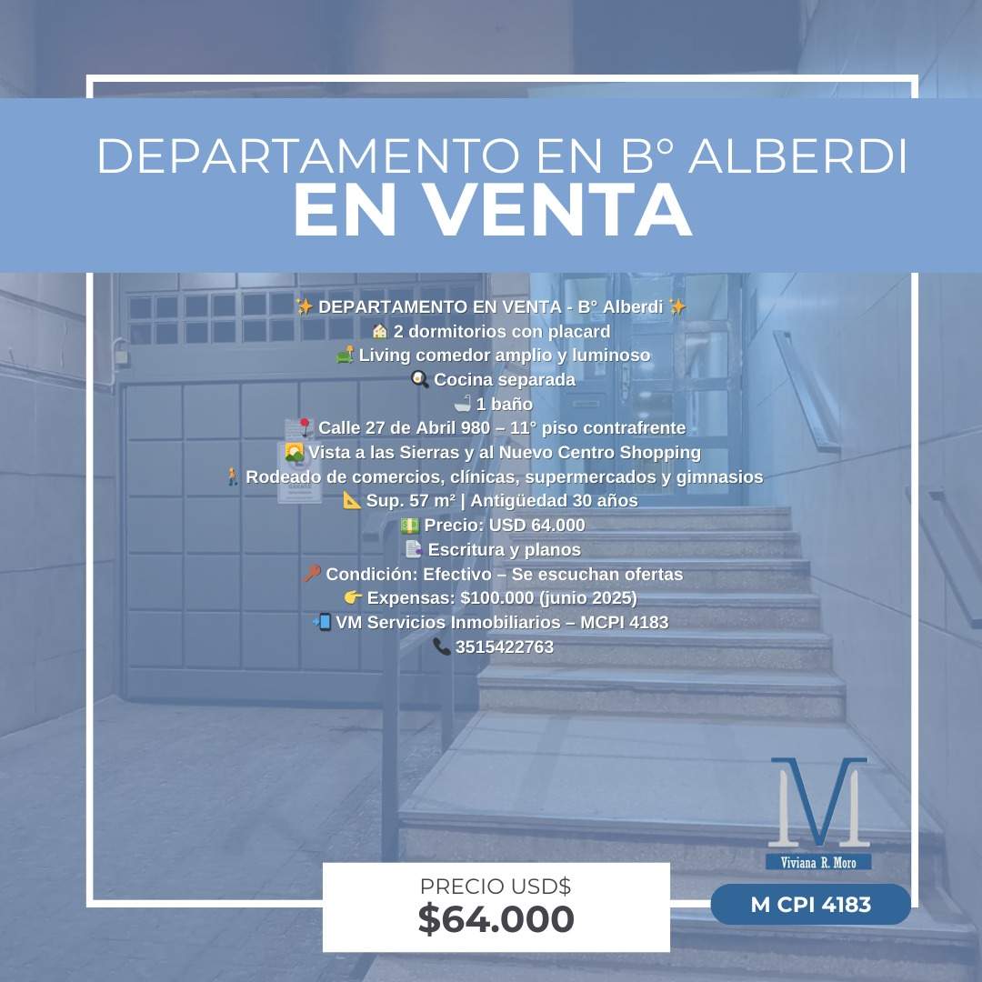 DEPARTAMENTO EN VENTA - B Alberdi