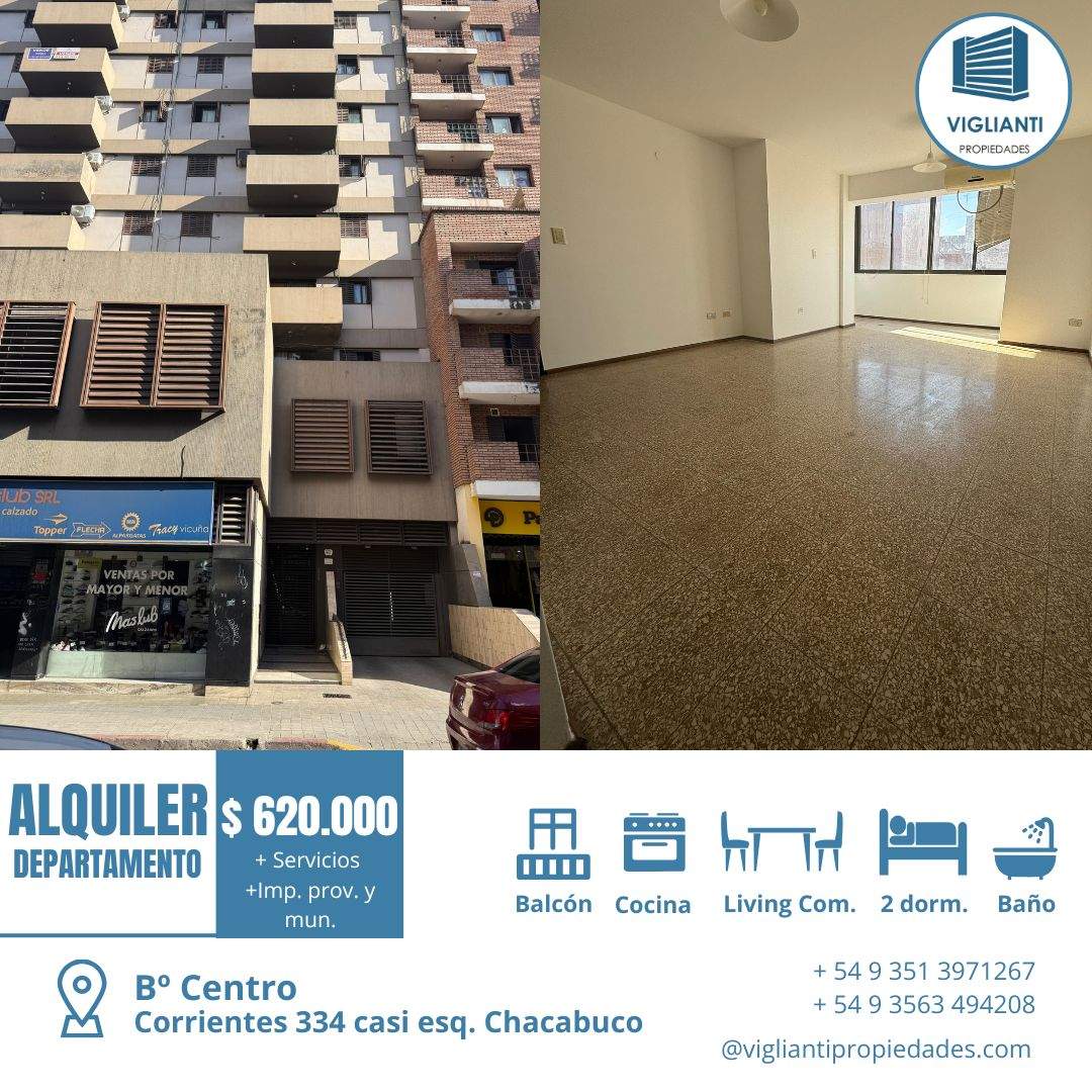 ALQUILER DEPARTAMENTO- CENTRO- (2 dormitorios  balcón)