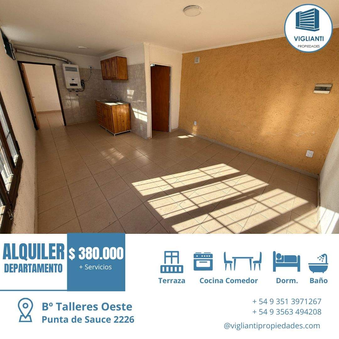 ALQUILER DEPARTAMENTO- B Talleres Este- 1 dormitorio (SIN EXPENSAS)