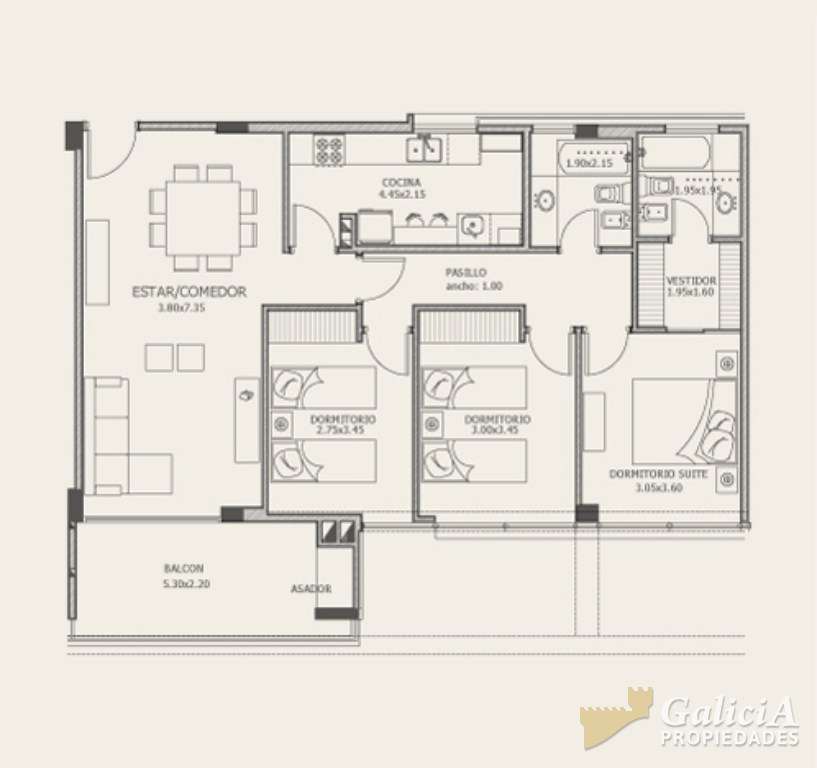 Lujos Depto 3 dorm ccochera - Vilanova - Va Belgrano