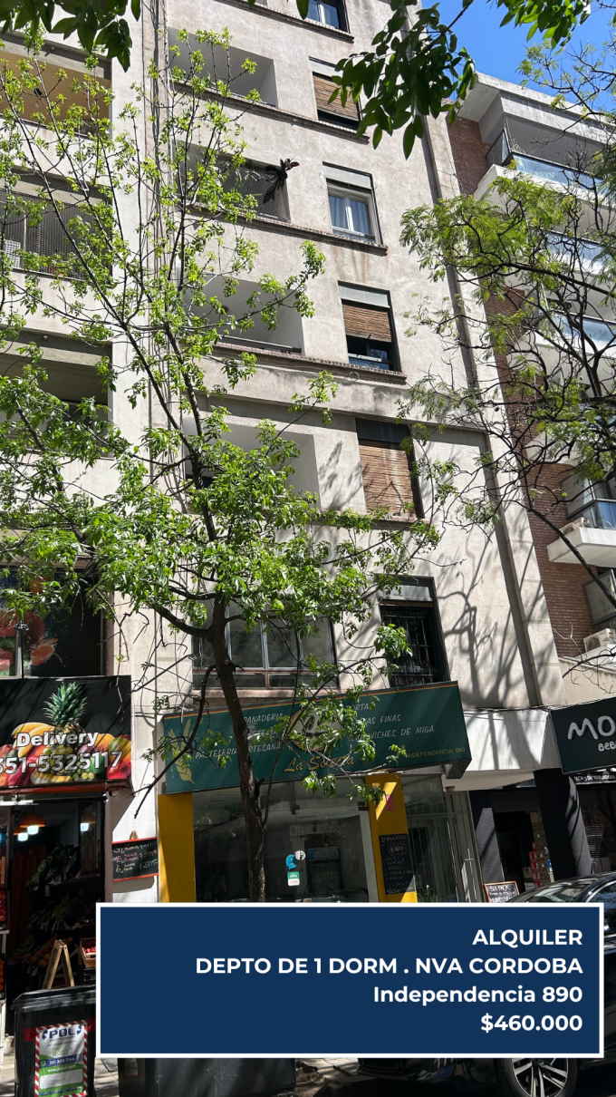 ALQUILER DE 1 DORMITORIO EN CORAZÓN DE NUEVA CORDOBA