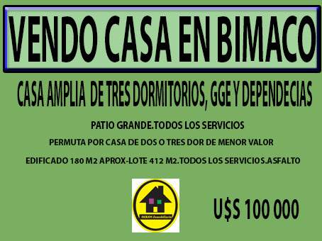 VENDO CASA EN BARRIO BIMACO