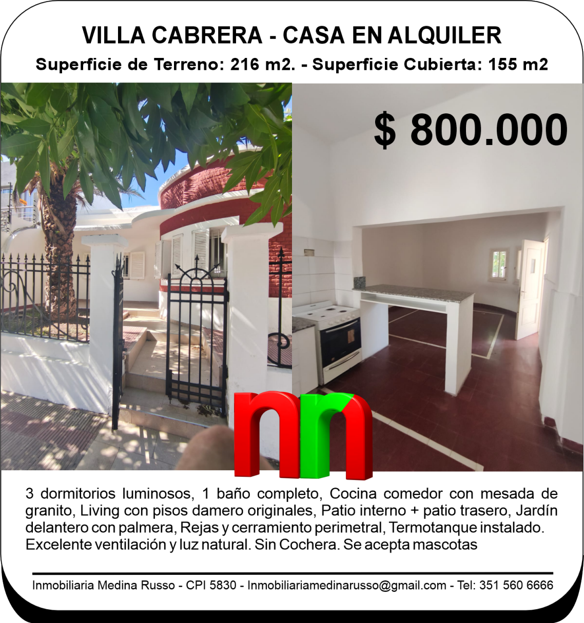 VILLA CABRERA - CASA EN ALQUILER