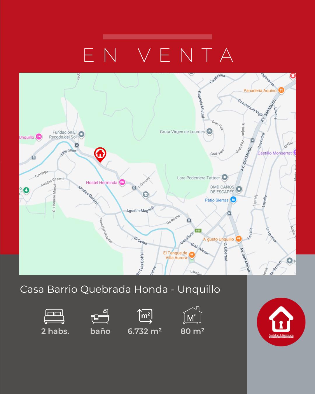 Casa ubicada en Barrio Quebrada Honda - Unquillo