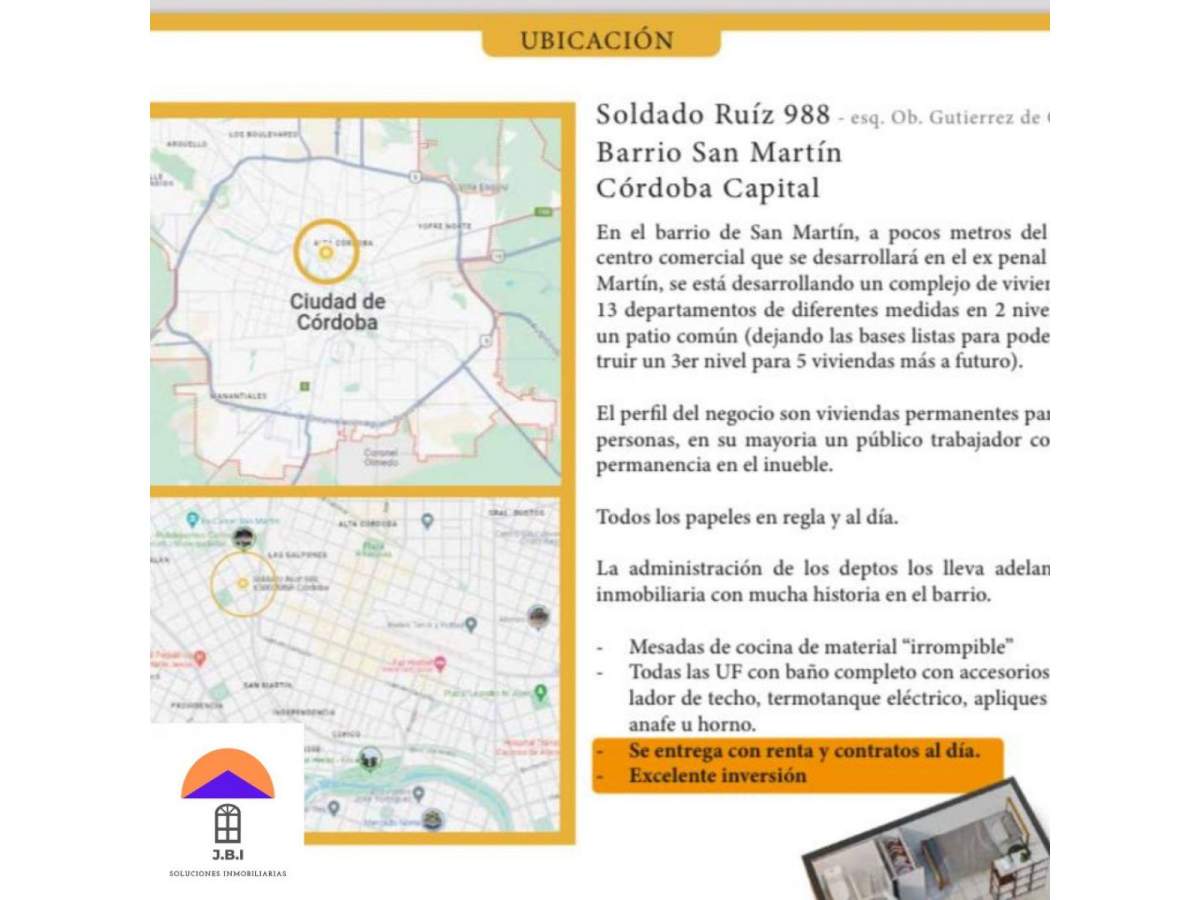 COMPLEJO DE 13 DEPARTAMENTOS EN VENTA SAN MARTÍN