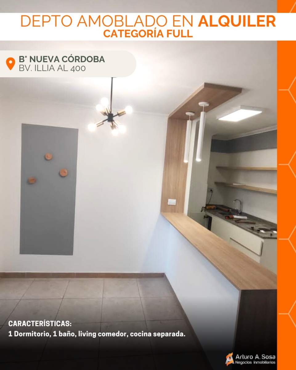 ALQUILER NUEVA CORDOBA AMOBLADO 1 DORMOTORIO