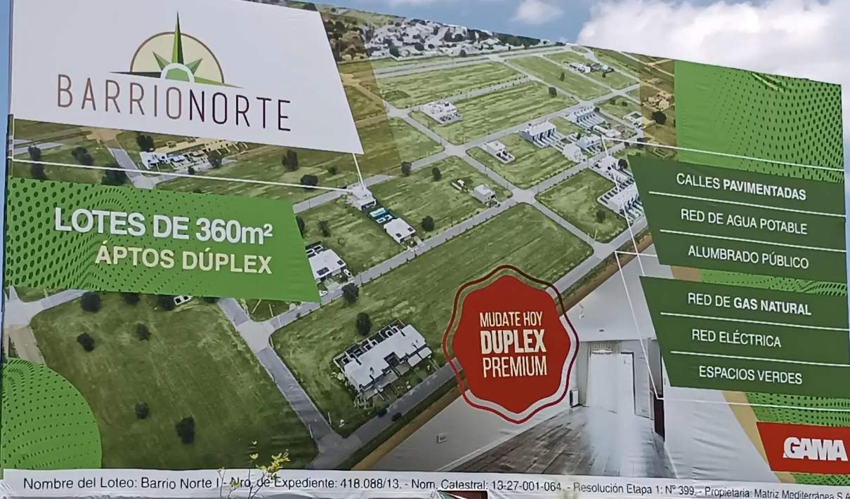 Se vende terreno apto duplex Barrio Norte 360mts
