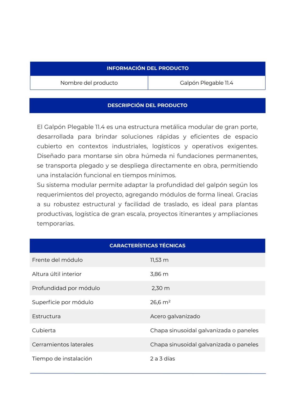 ALQUILER de GALPONES PLEGABLES DESMONTABLES MONTAJE en 24 HS