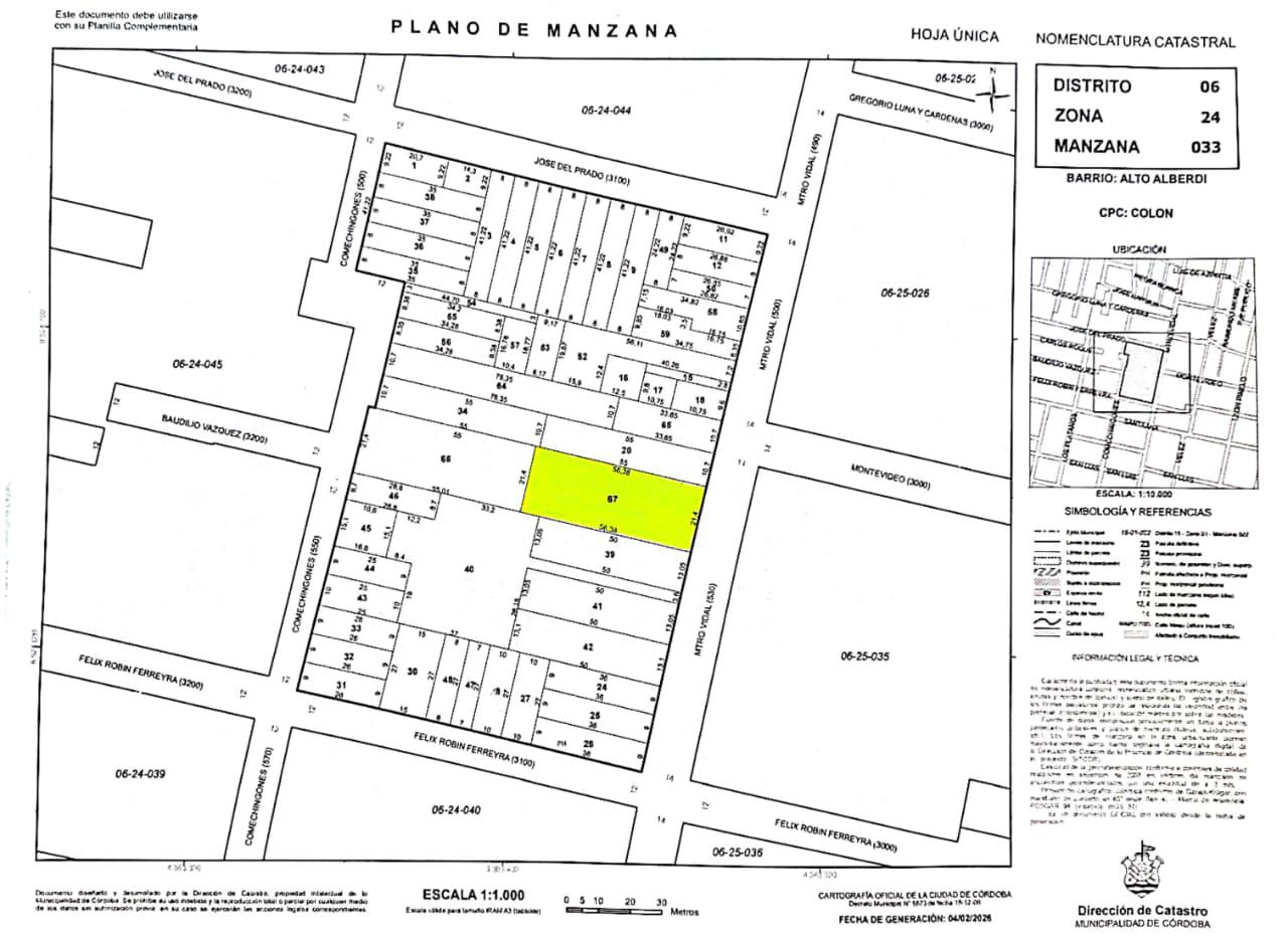 TERRENO EN VENTA BARRIO ALTO ALBERDI CORDOBA CAPITAL  GRAN OPORTUNIDAD PARA DESARROLLISTAS E INVERSO
